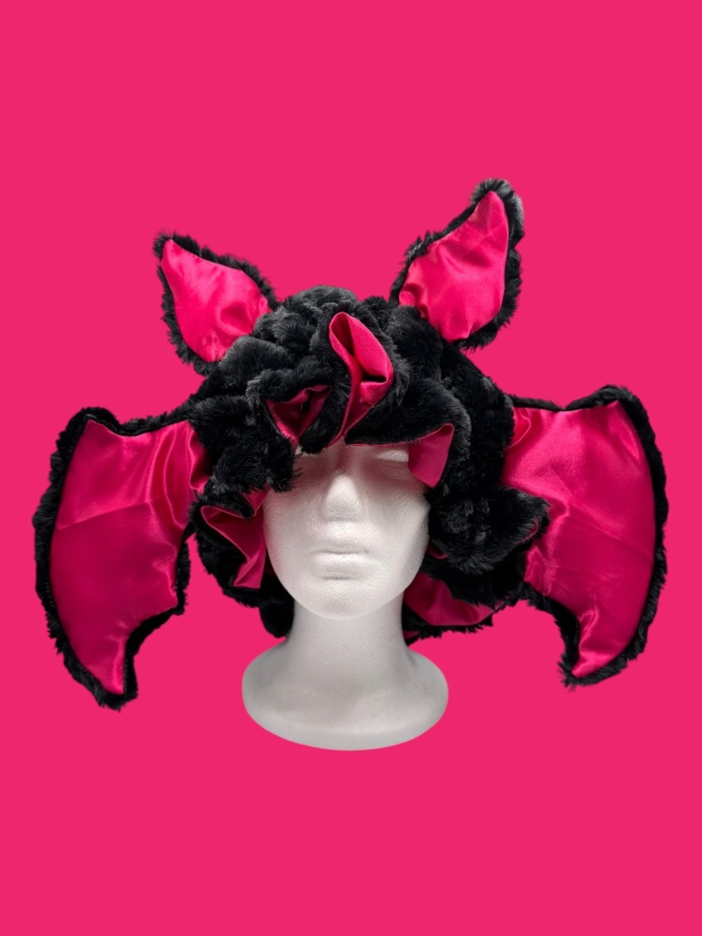 Adjustable Halloween Black Bat Luxury Fur Sleeping Bonnet © 2025 Jazzy August